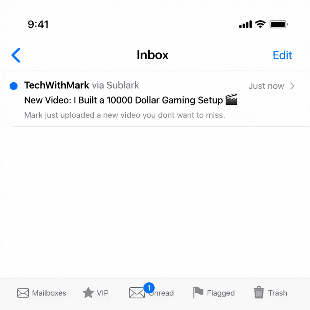 Email notification received